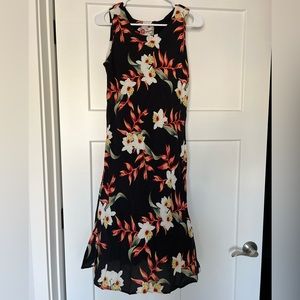 Floral Sleeveless Black Dress